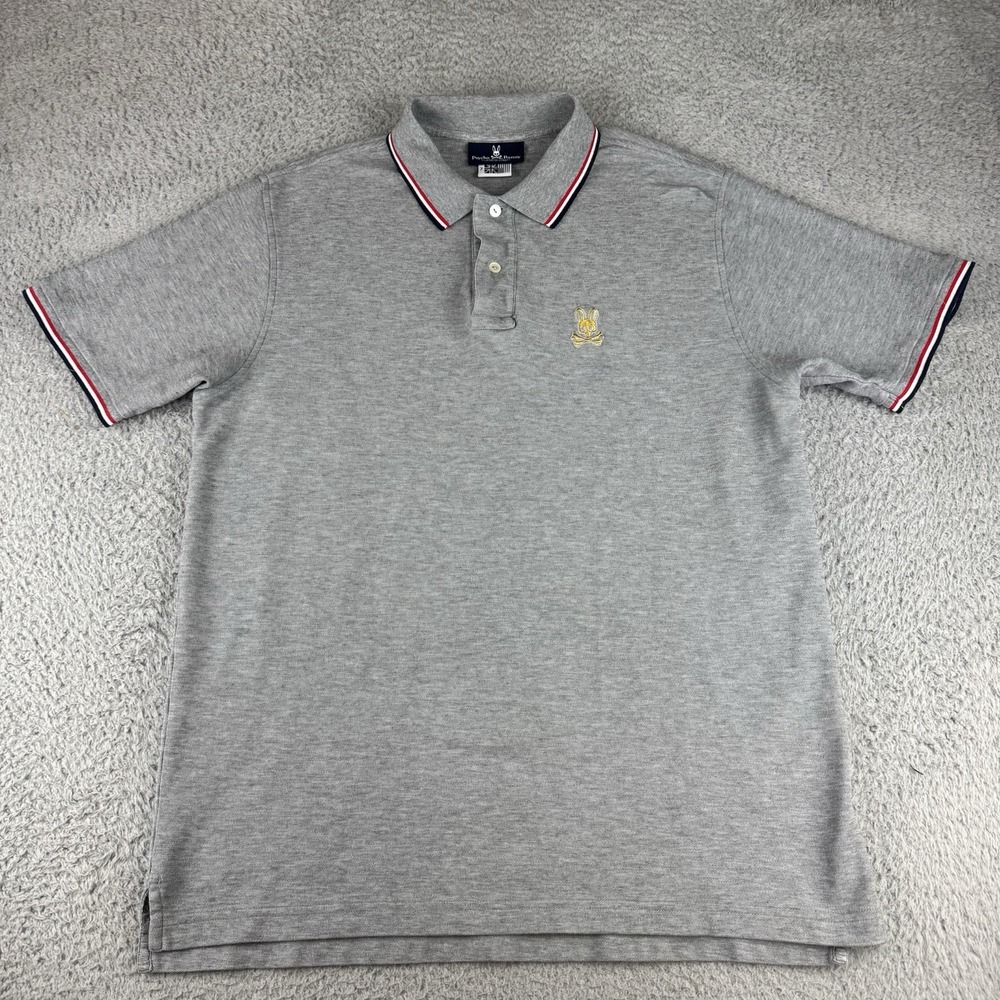 Psycho Bunny St Lucia Grey Polo Shirt Short Sleeve Preppy Men's 7 US XXL Godley